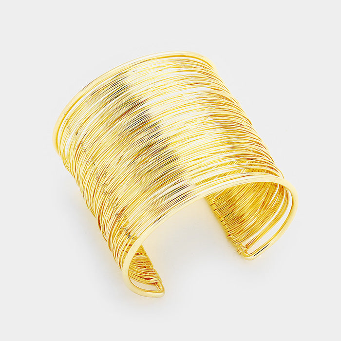 Multi Layered Gold Metal Cuff Bracelet | Pageant Jewelry | Evening Jewelry