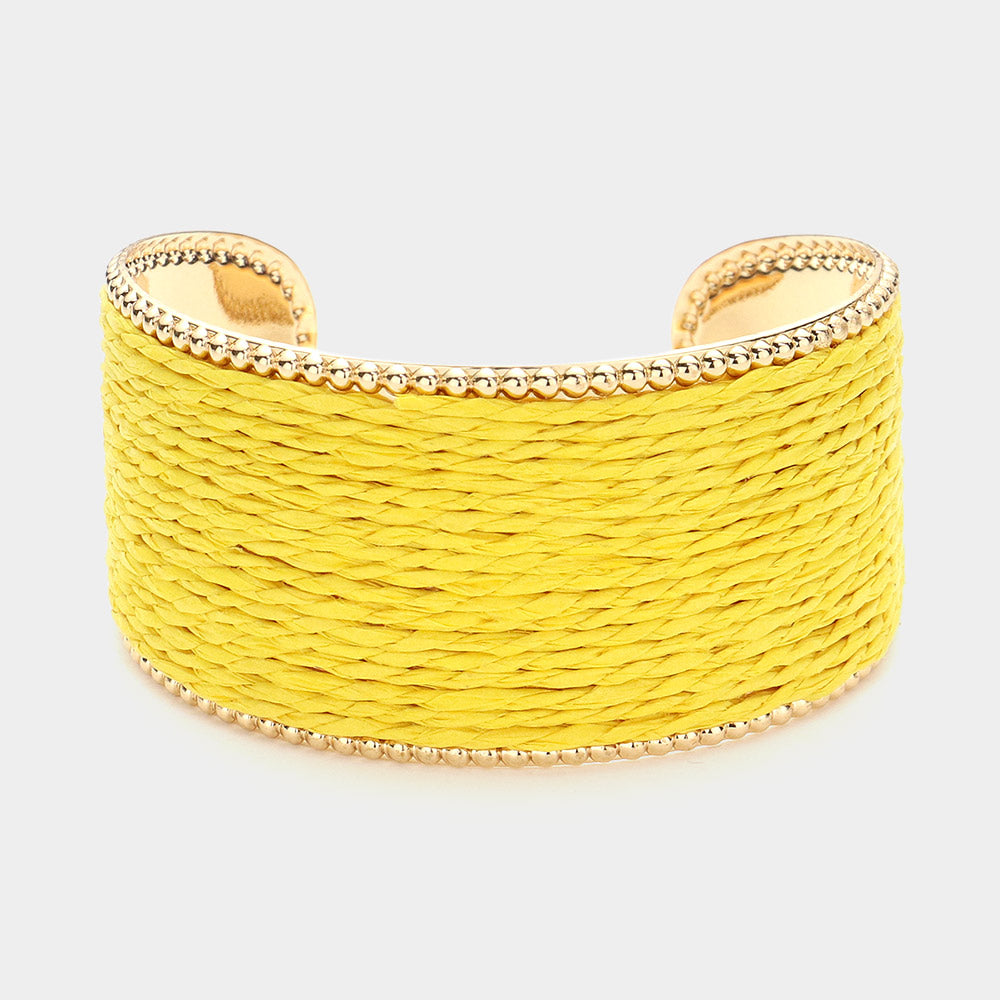 Yellow Fun Fashion Raffia Cuff Pageant Bracelet | Yellow Fun Fashion Accessories