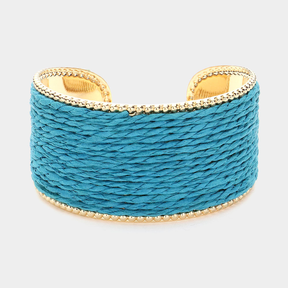 Teal Fun Fashion Raffia Cuff Pageant Bracelet | Teal Fun Fashion Accessories