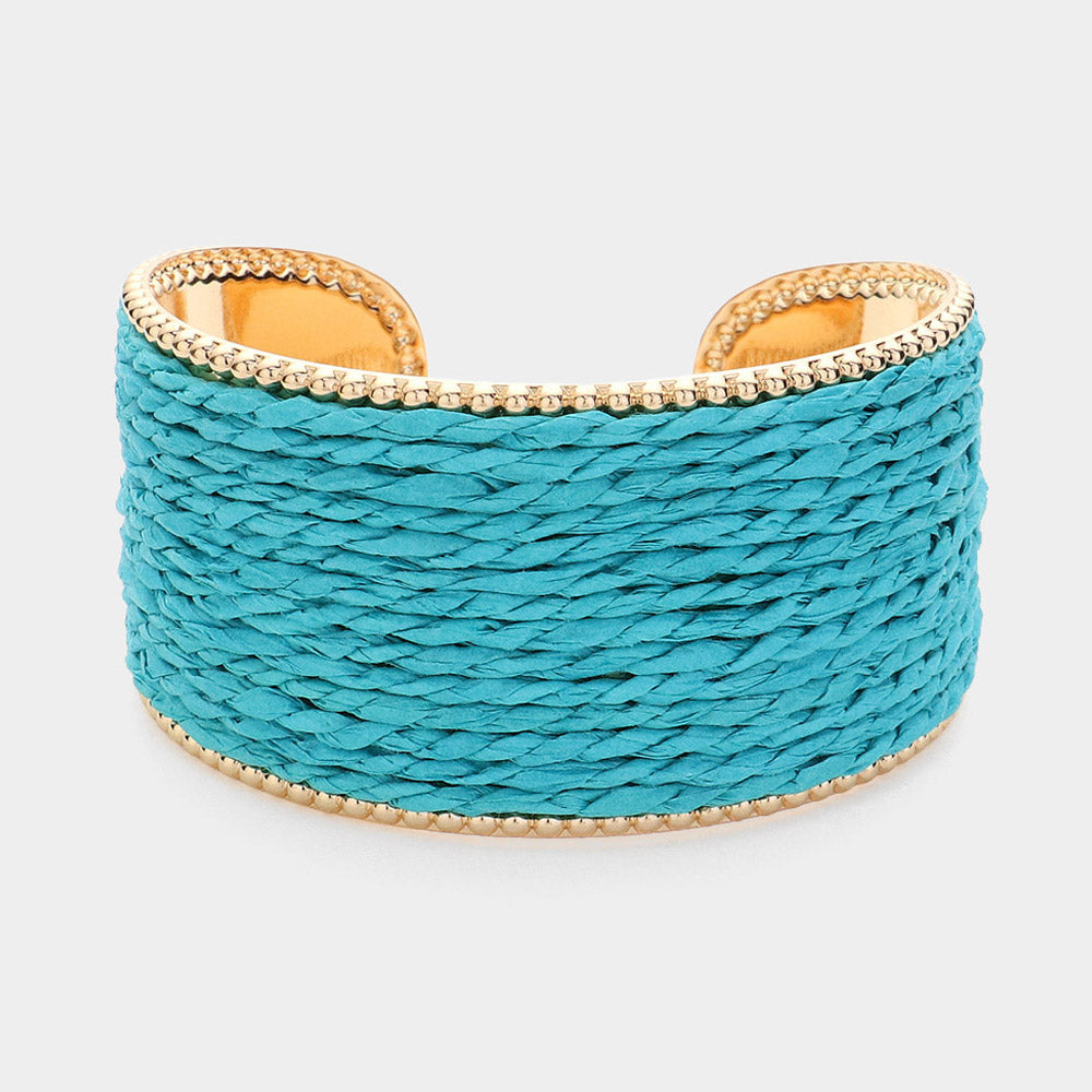 Teal Fun Fashion Raffia Cuff Pageant Bracelet | Turquoise Fun Fashion Accessories