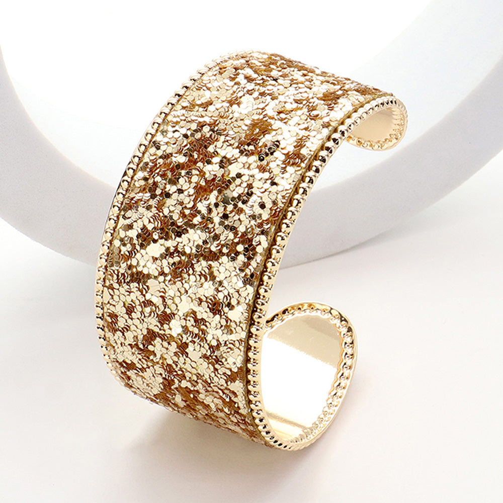 Gold Glitter Fun Fashion Cuff Bracelet | Outfit of Choice Bracelet