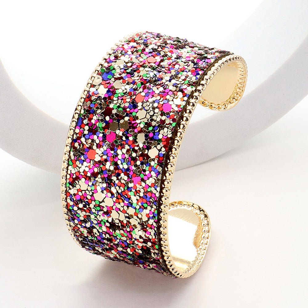 Multi-Color Glitter Fun Fashion Cuff Bracelet | Outfit of Choice Bracelet