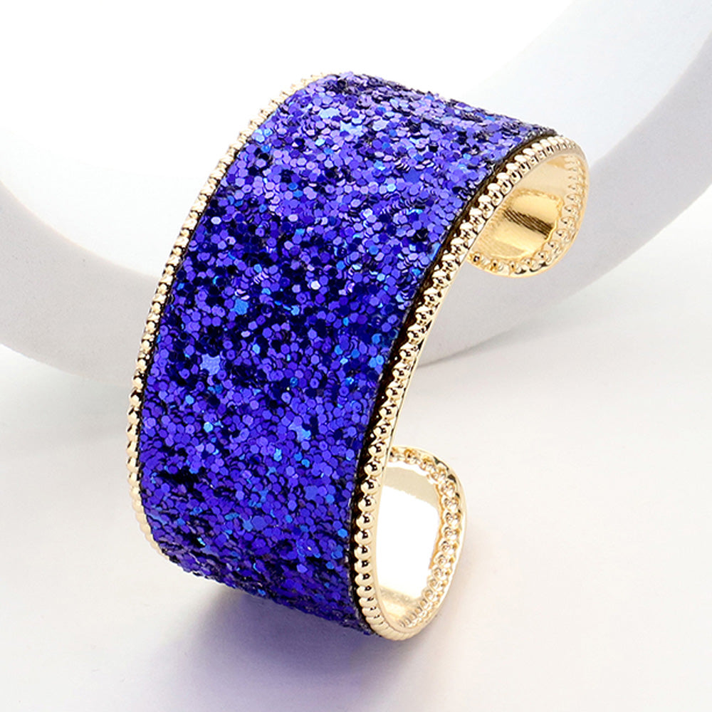 Royal Blue Glitter Fun Fashion Cuff Bracelet | Outfit of Choice Bracelet