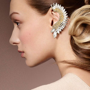 Clear Marquise Stone Cluster Ear Cuff Pageant Earrings on Gold| Prom Earrings