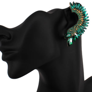 Emerald Marquise Stone Cluster Ear Cuff Pageant Earrings  | Prom Earrings | 593400