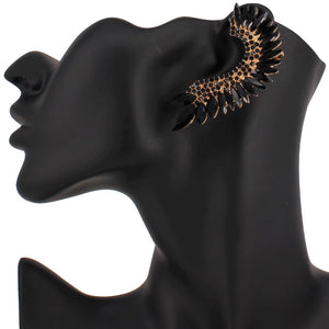 Jet Black Marquise Stone Cluster Ear Cuff Pageant Earrings  | Prom Earrings | 593402