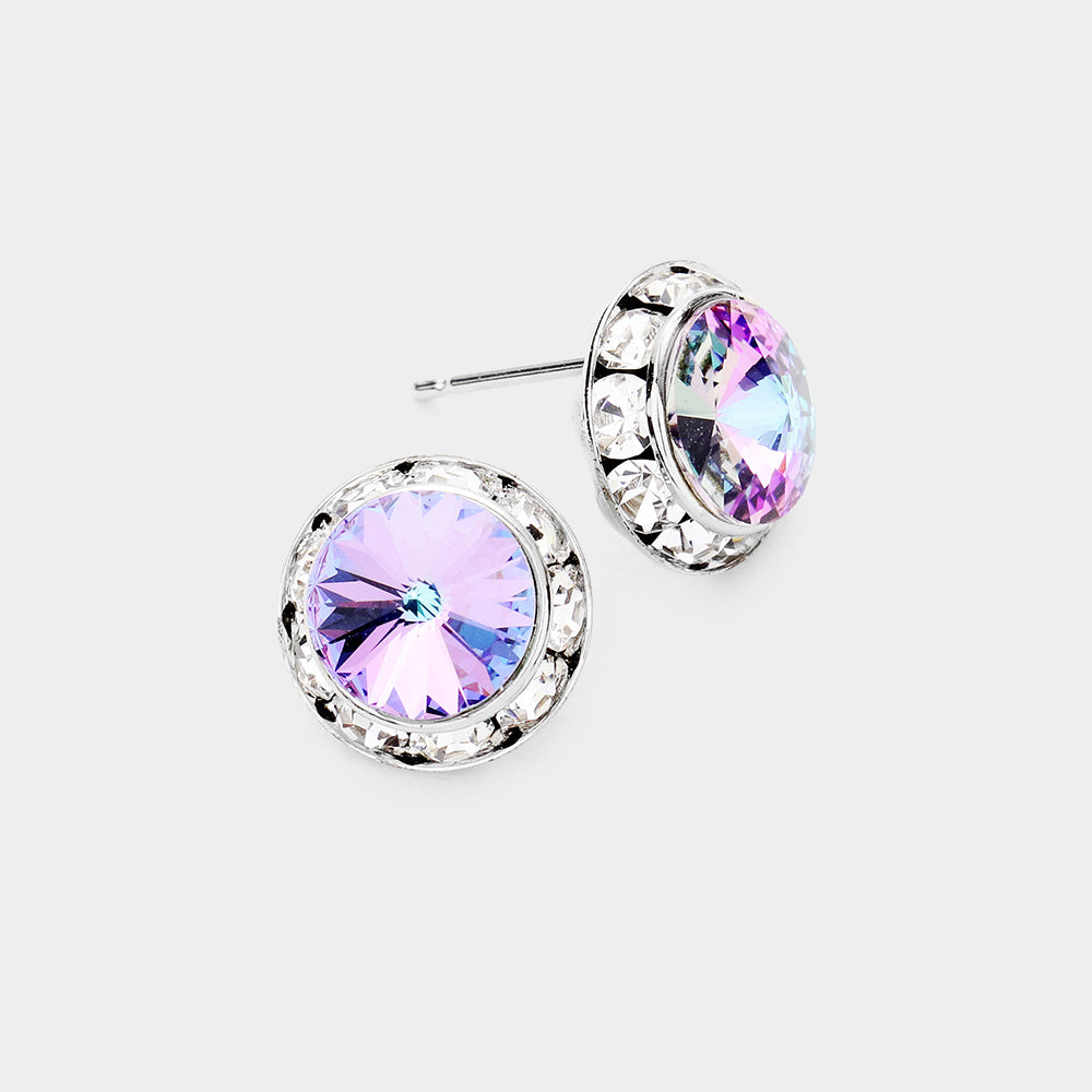 Pink Volcano Stud Earrings 0.5"