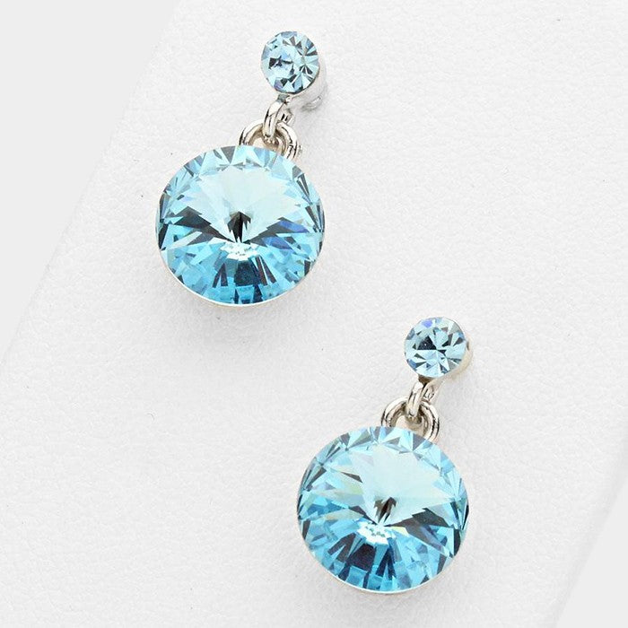 Little Girls Aqua Dangle Earrings  