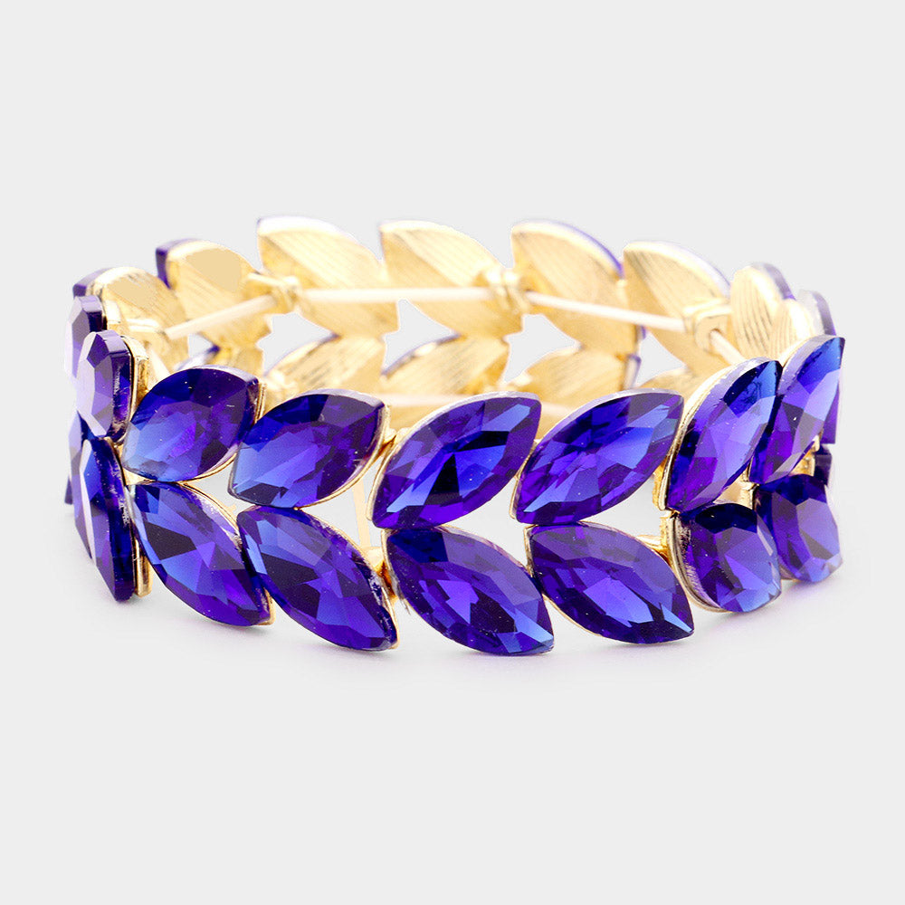 Sapphire Crystal Marquise Shaped Stone Stretch Bracelet