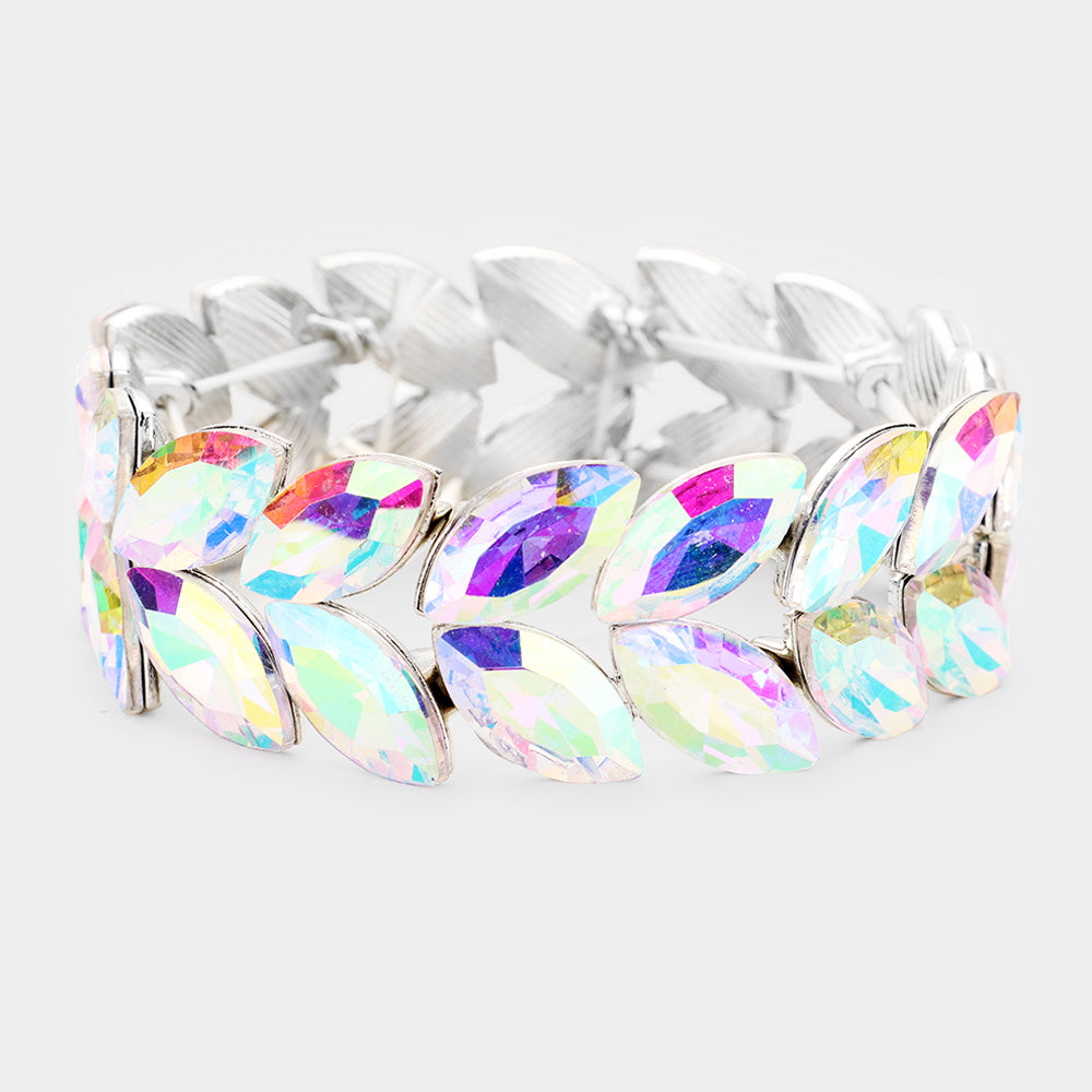 AB Crystal Marquise Shaped Stone Stretch Bracelet