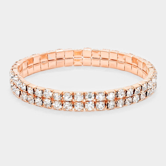 Clear Multi Row Bracelet on Rose Gold