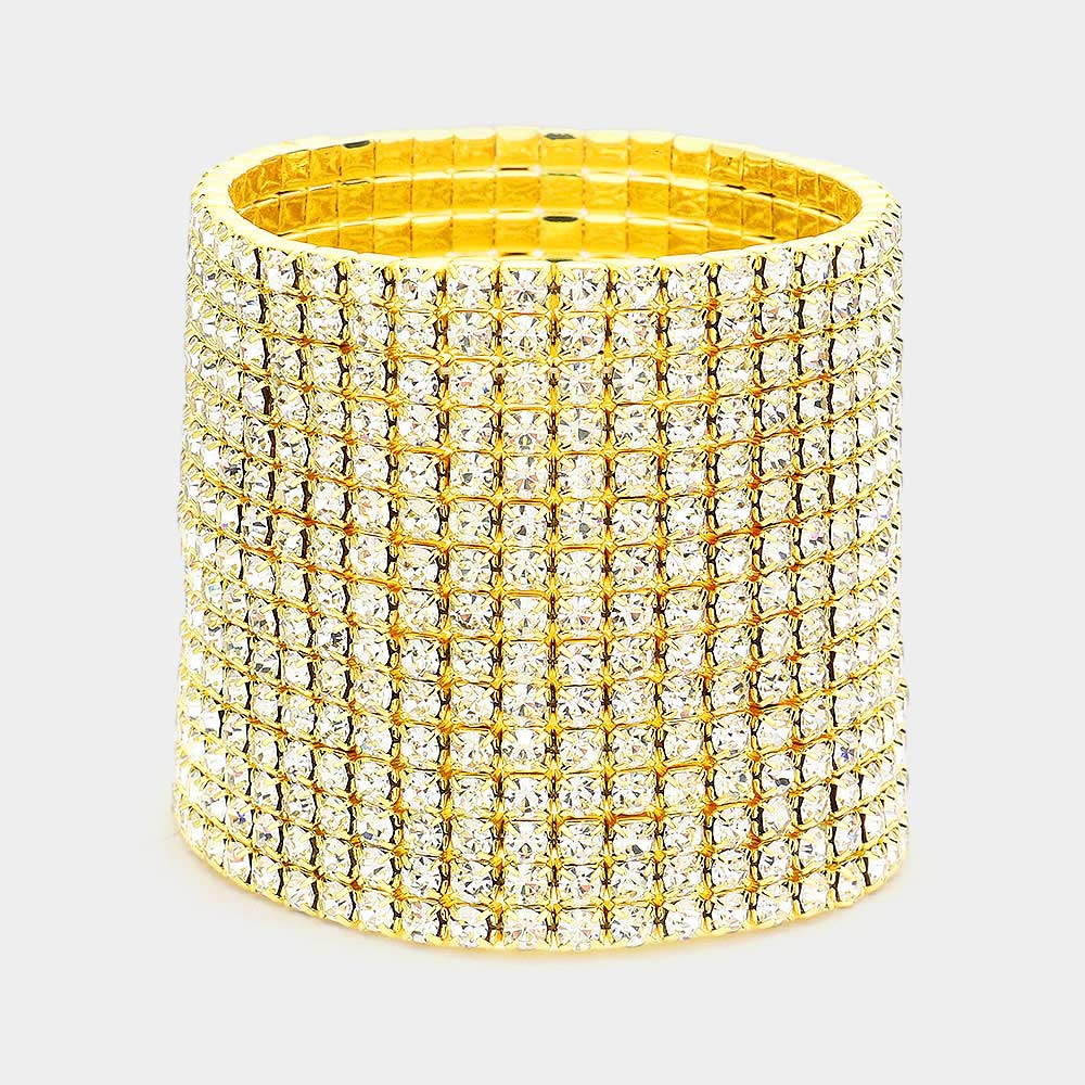 Crystal Multi Row Bracelet on Gold 