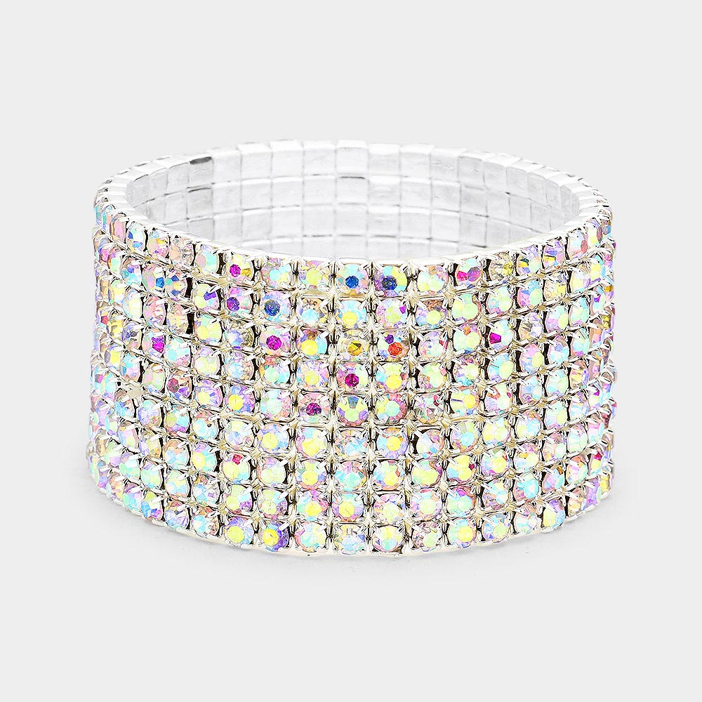 AB on Silver Multi Row Bracelet 