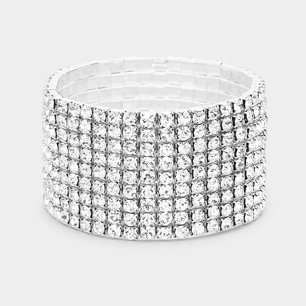 Clear on Silver Multi Row Bracelet