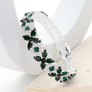 Emerald Marquise Cluster Stone Adjustable Pageant Bracelet | Adjustable Prom Bracelet