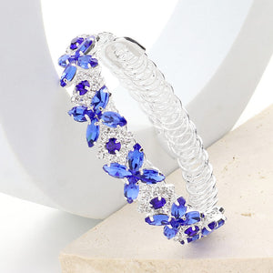 Sapphire Marquise Cluster Stone Adjustable Pageant Bracelet | Adjustable Prom Bracelet