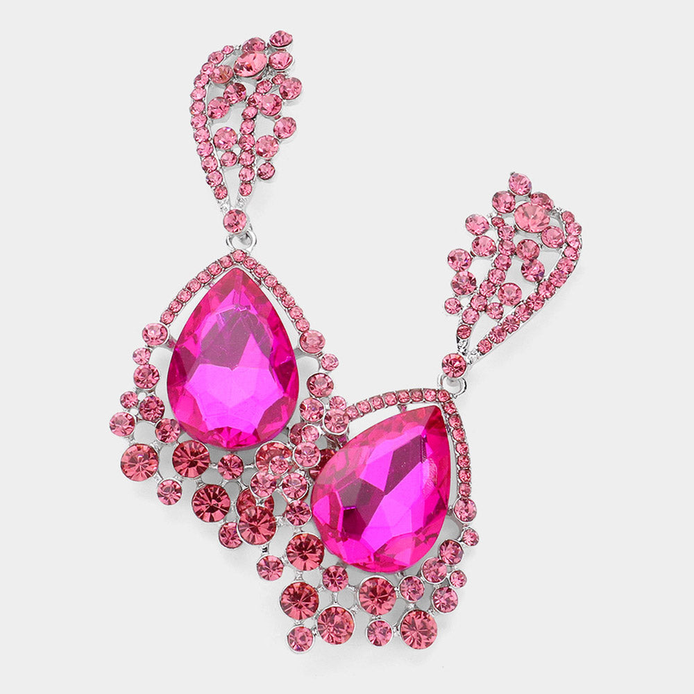 Fuchsia Teardrop Earrings | Hot Pink Earrings