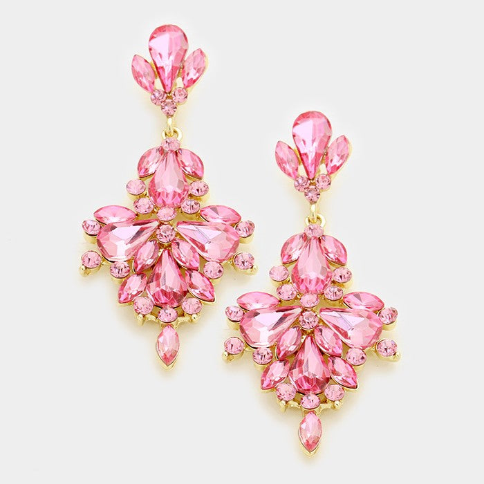 Light Rose Crystal Chandelier Earrings 