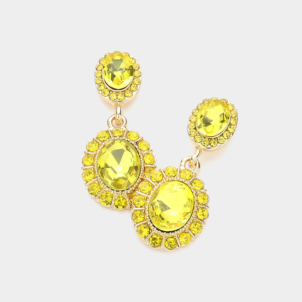 Little Girls Yellow Diamond Crystal Round Drop Earrings 