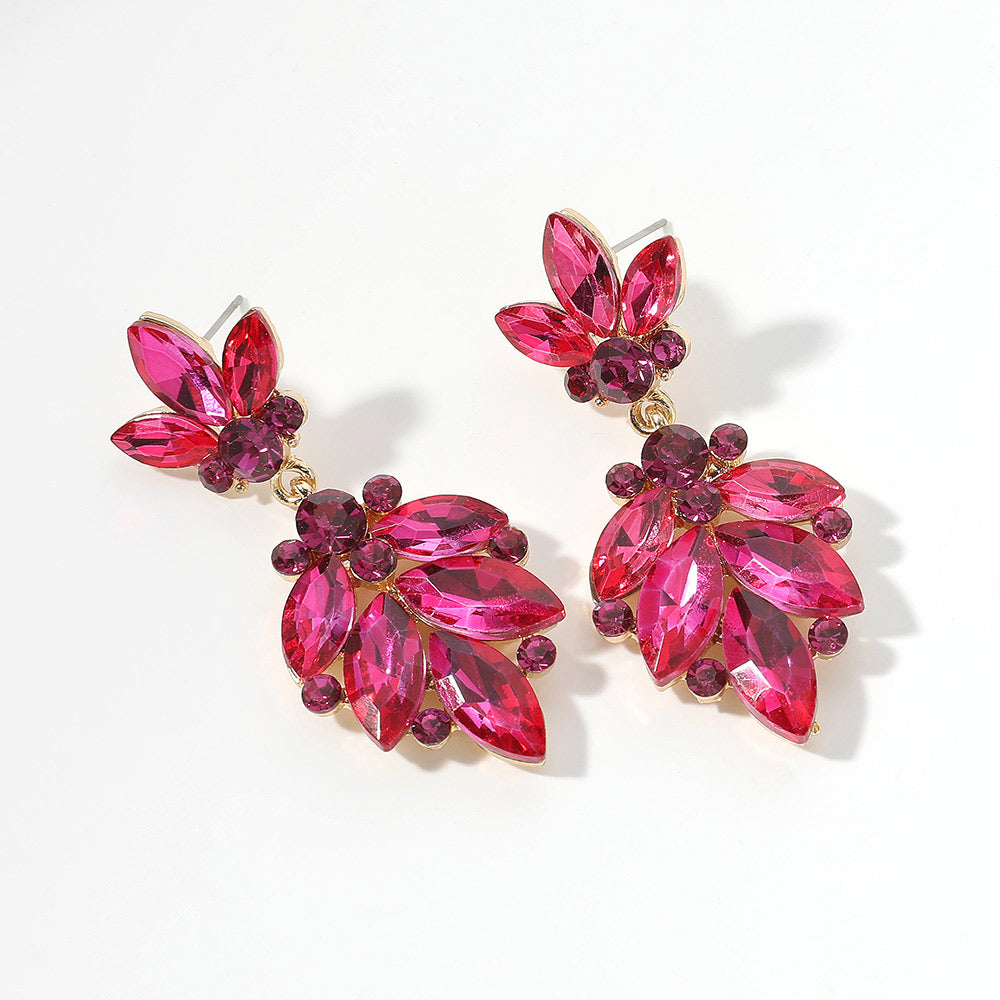 Fuchsia CZ Teardrop Pageant Earrings | Prom Earrings