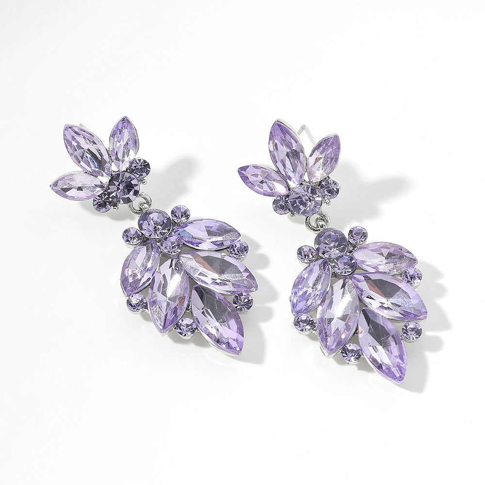 Violet CZ Teardrop Pageant Earrings | Prom Earrings