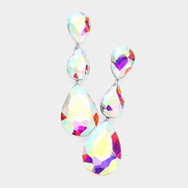 AB Crystal Triple Teardrop Earrings