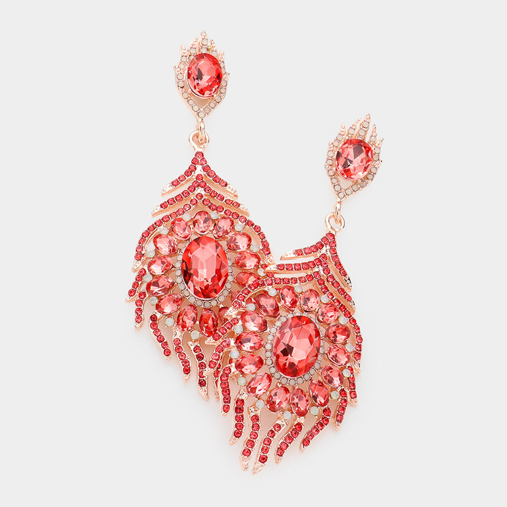 4.75 LongStatement Hoop Evening Glam Earrings Orange Rhinestones Pierced  Ears – Anima Boutique