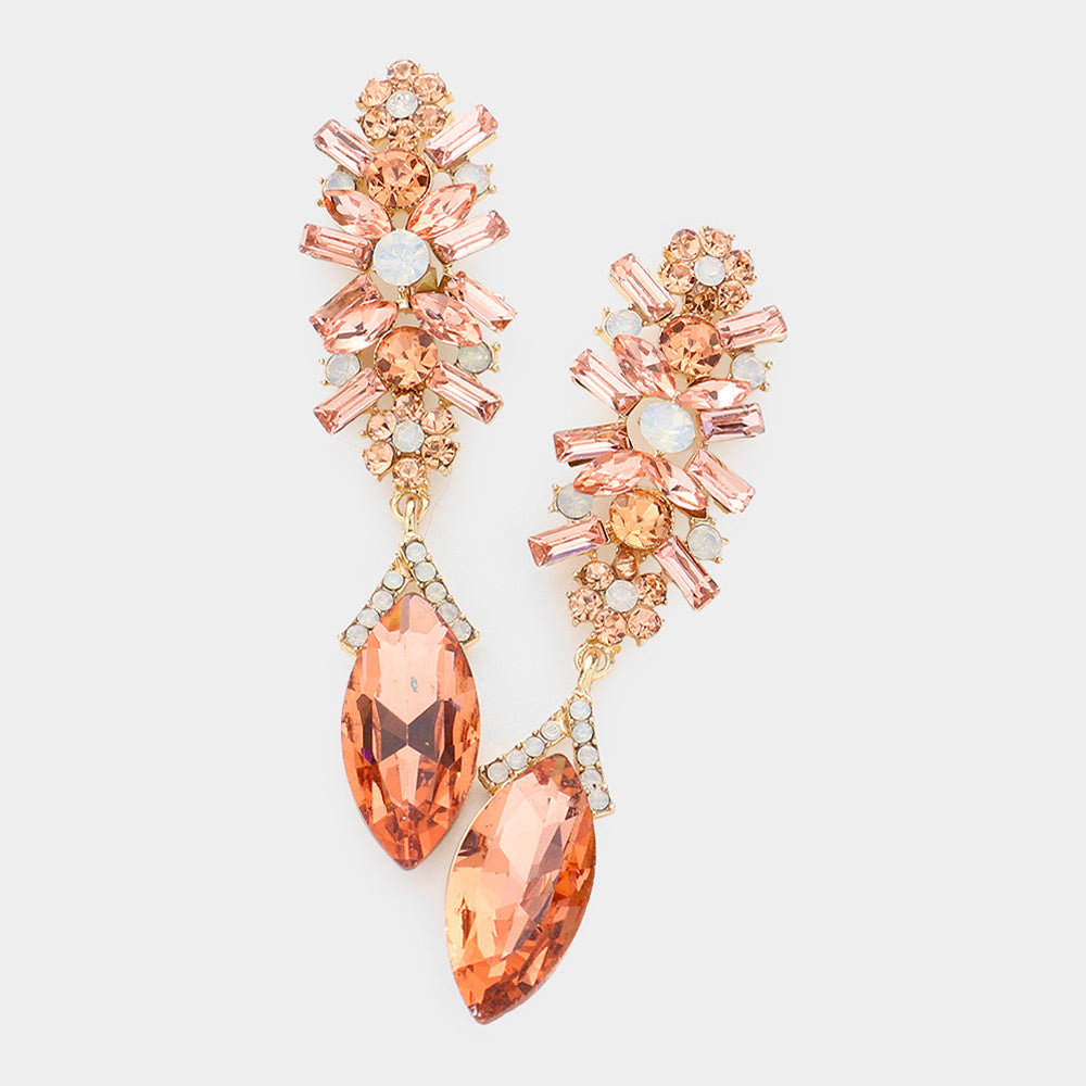 Peach Marquise Crystal Earrings