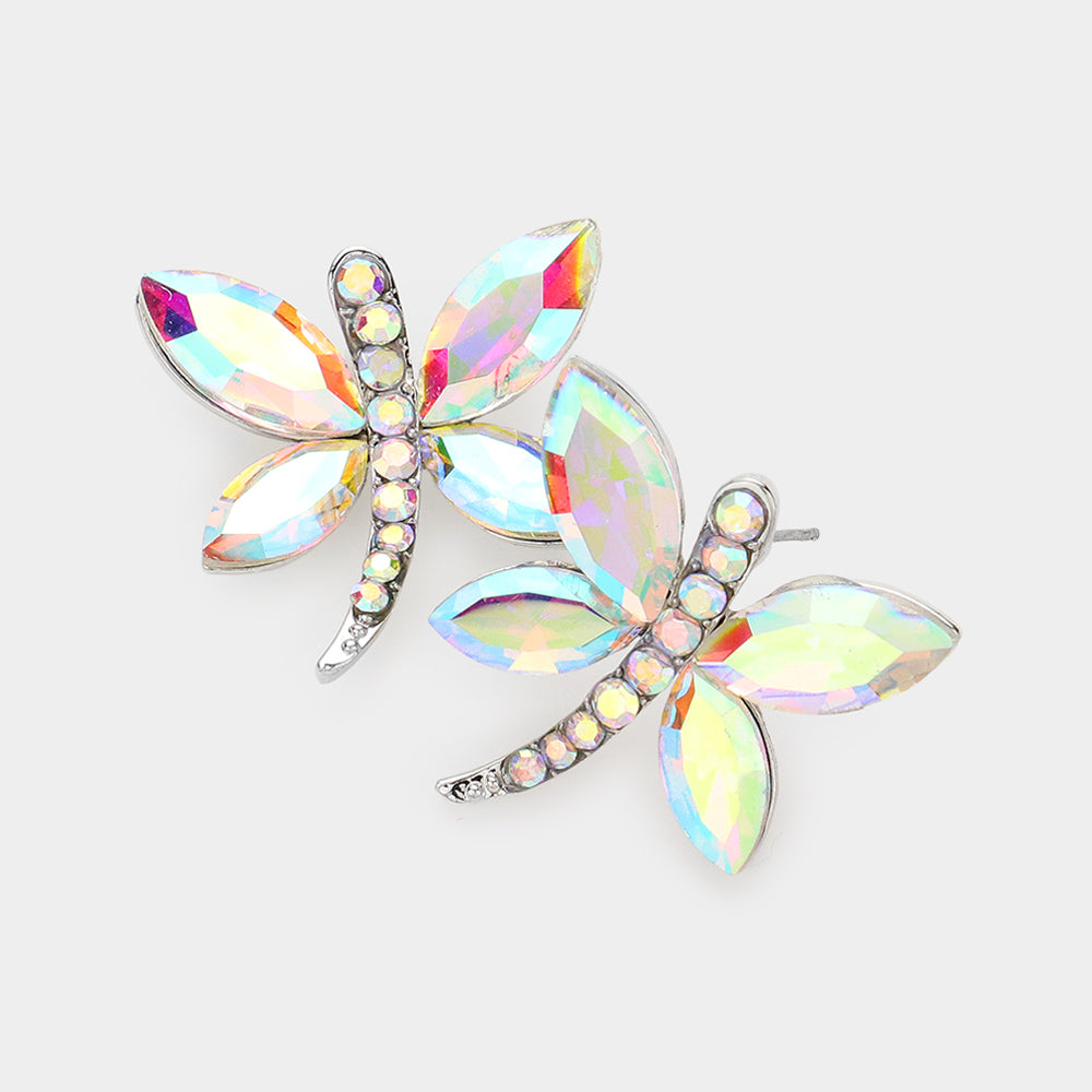 Young Girls AB Butterfly Crystal Earrings  | Little Girls Earrings