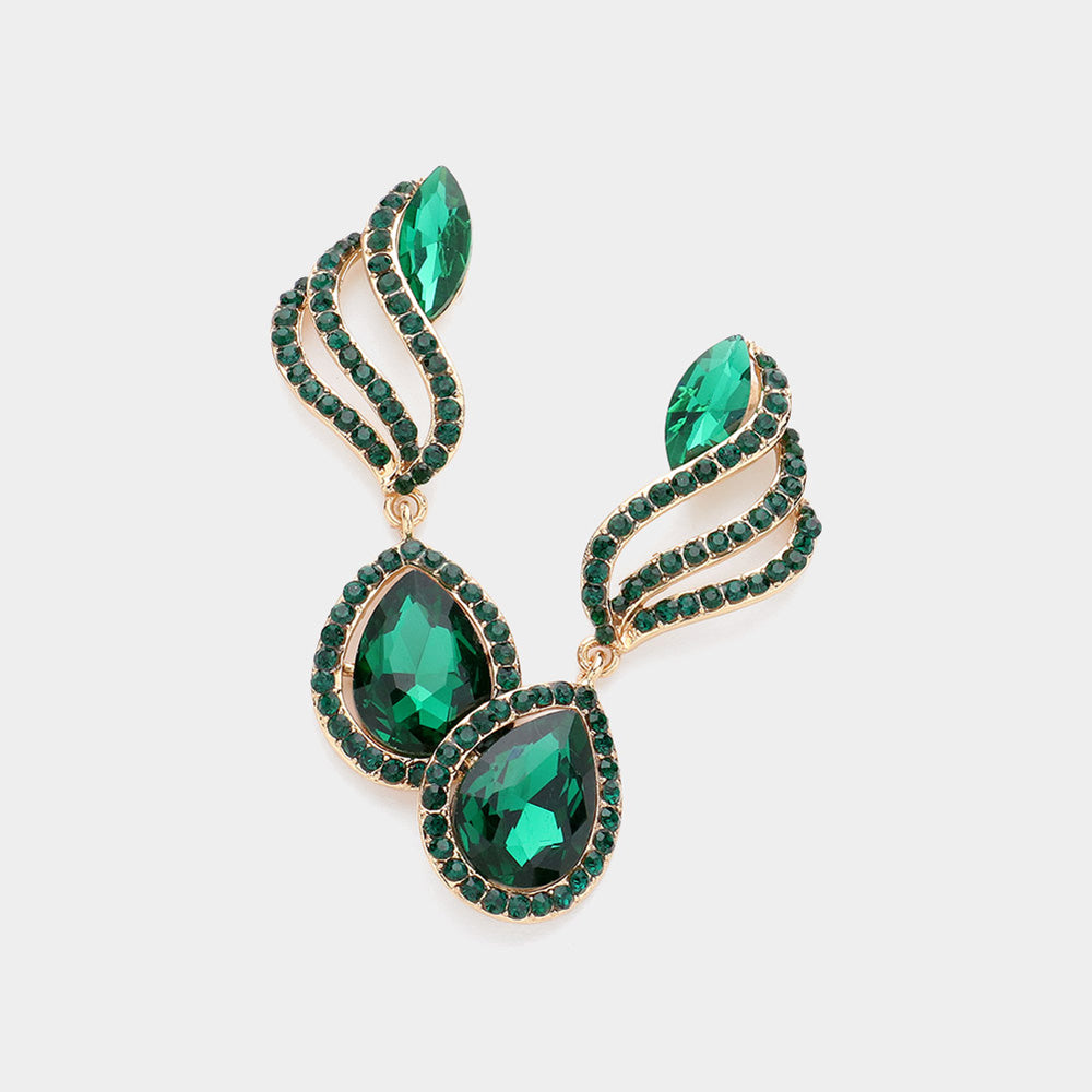 Emerald Multi Stone Dangle Earrings | Green Multi Stone Drop Earrings