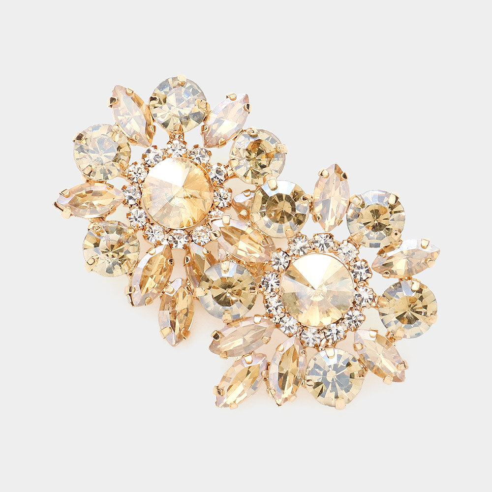 Light Topaz Round and Marquise Stone Pageant Earrings | Pageant Interview Earrings