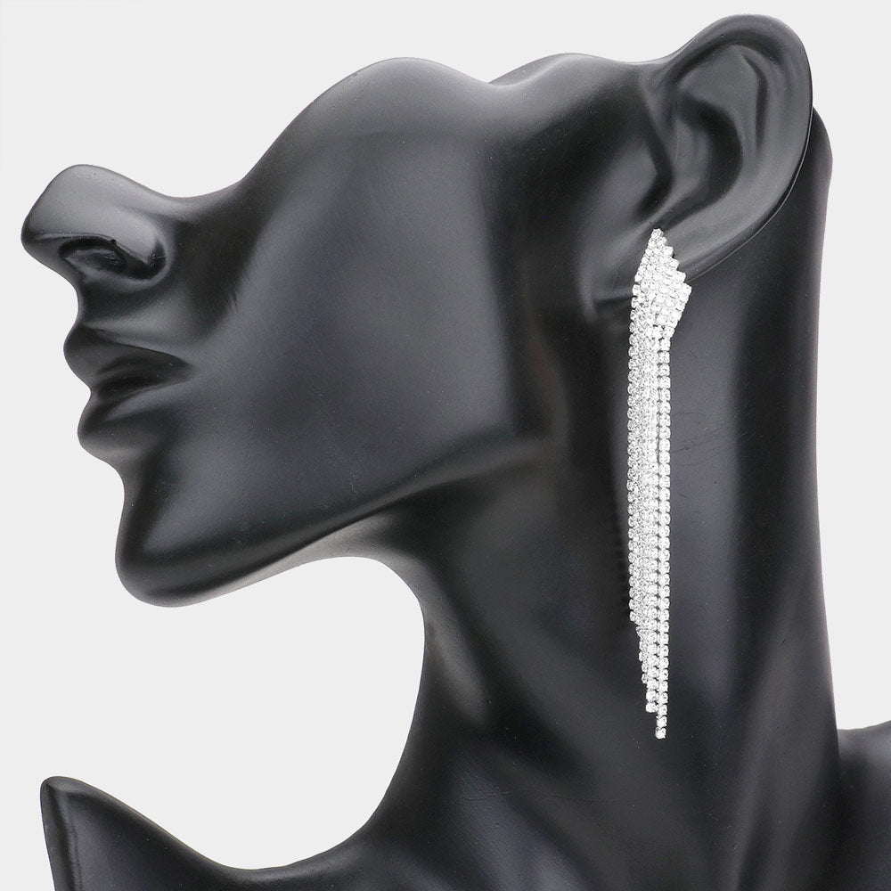 Clear Crystal Stone Embellished Door Knocker Pageant Earrings, Prom  Earrings