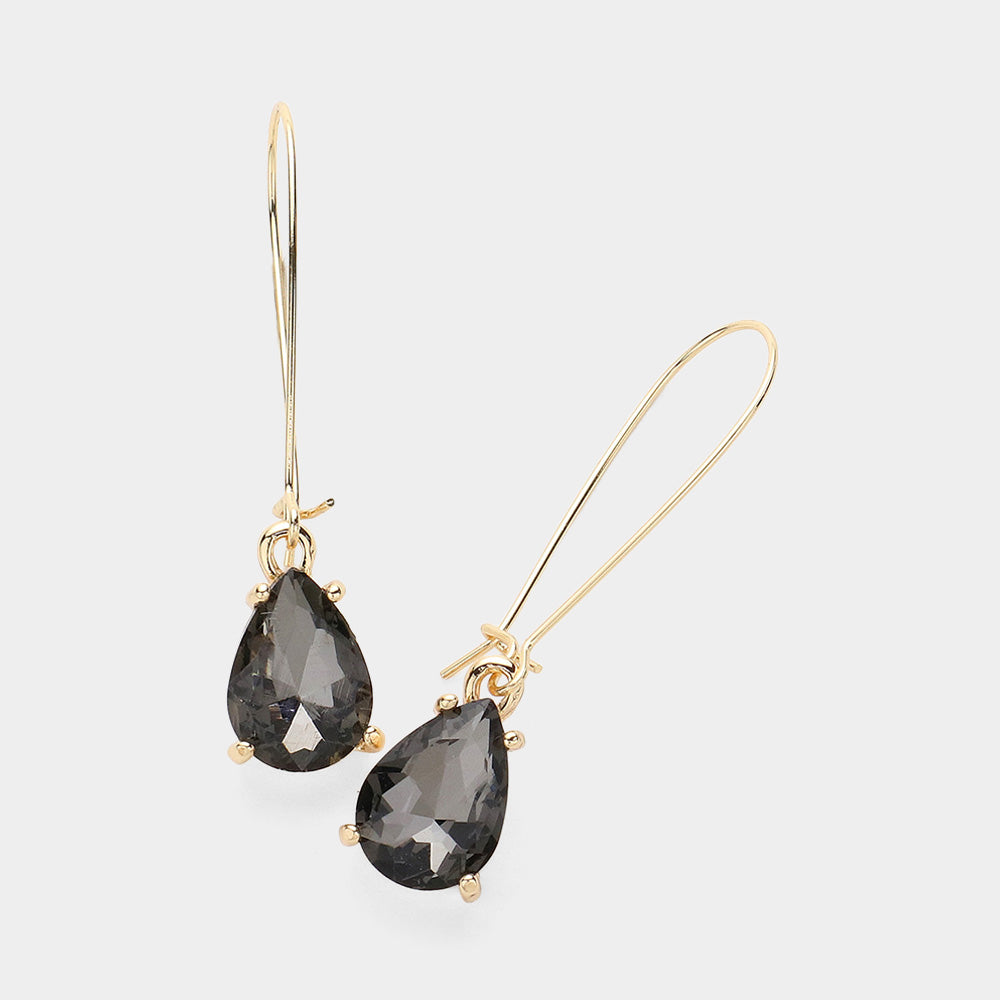 Elegant Black Diamond AB Teardrop Dangle Pageant Earrings | Formal Earrings