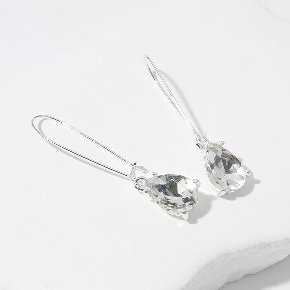 Elegant Clear Teardrop Dangle Pageant Earrings | Formal Earrings