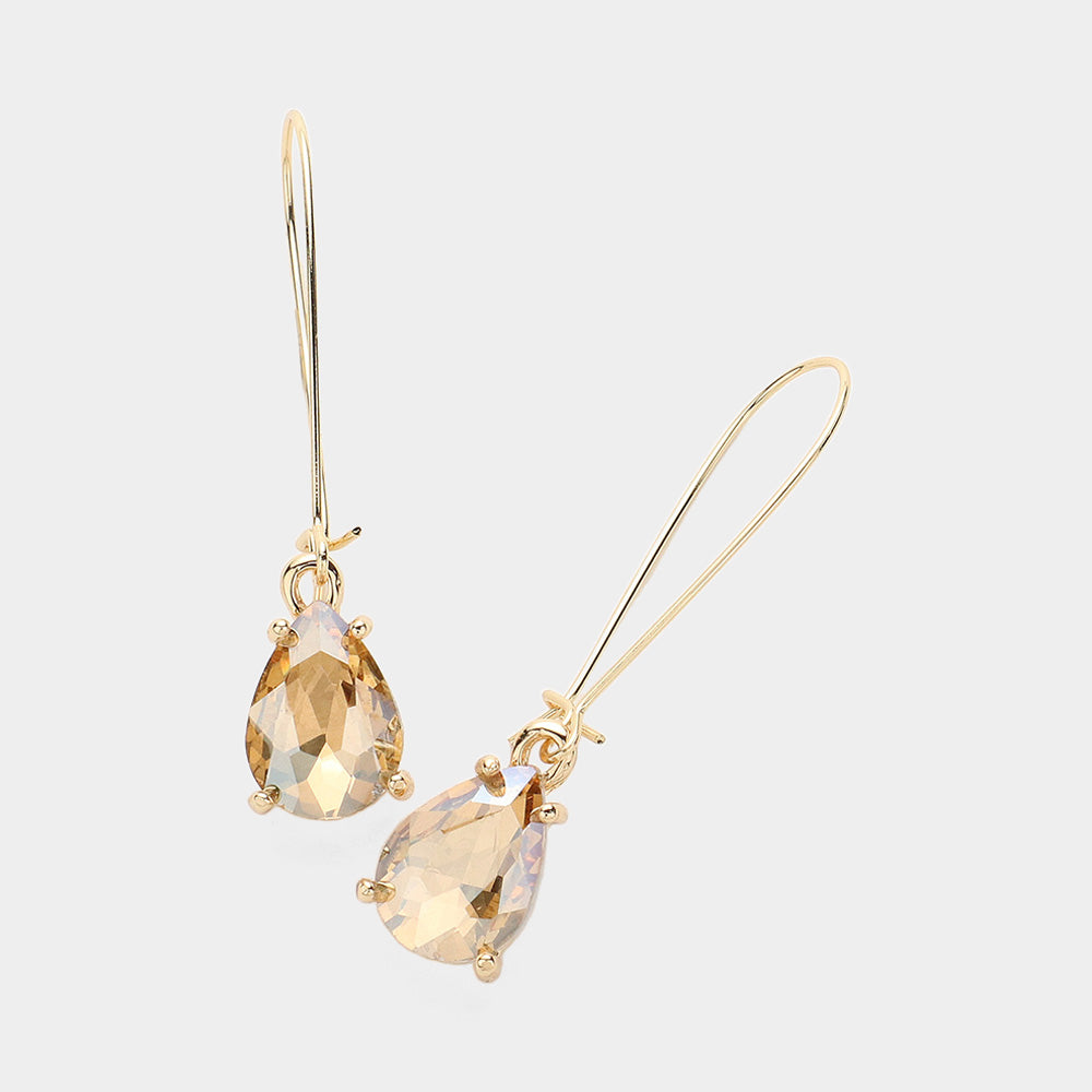 Elegant Light Topaz Teardrop Dangle Pageant Earrings  | Formal Earrings