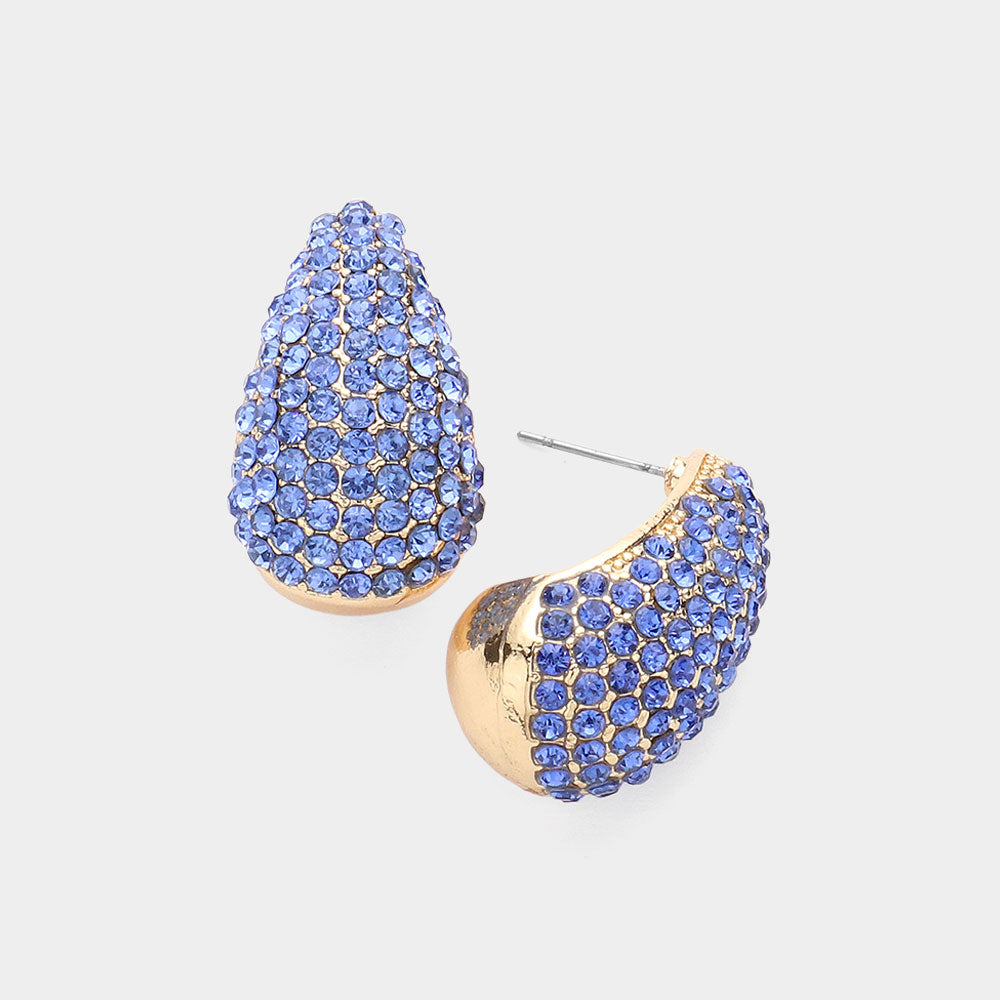 Blue Rhinestone Teardrop Pageant Earrings | Interview Earrings