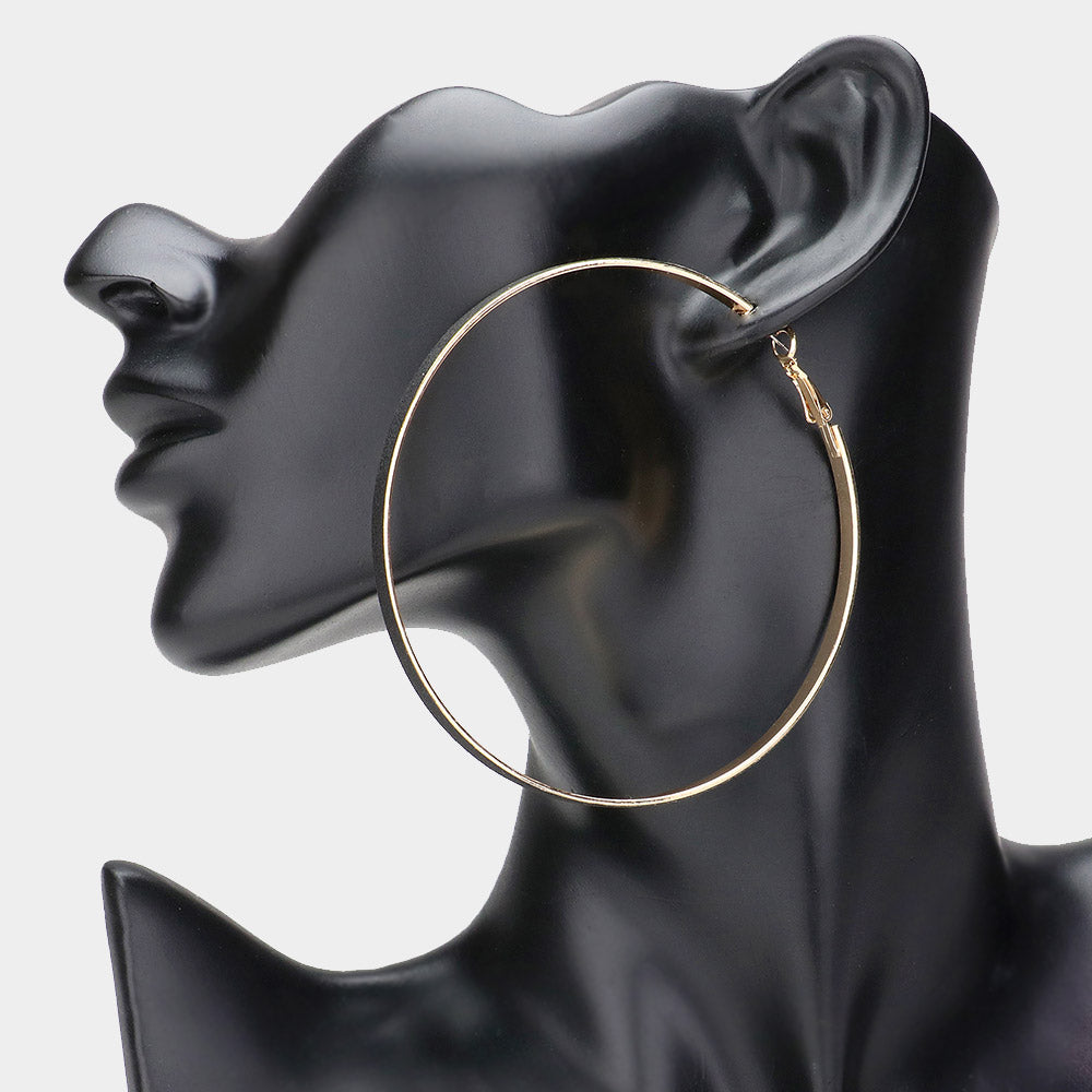 Oversized Black Glittered Hoop Fun Fashion Earrings | 3.1" | Hoop Earrings