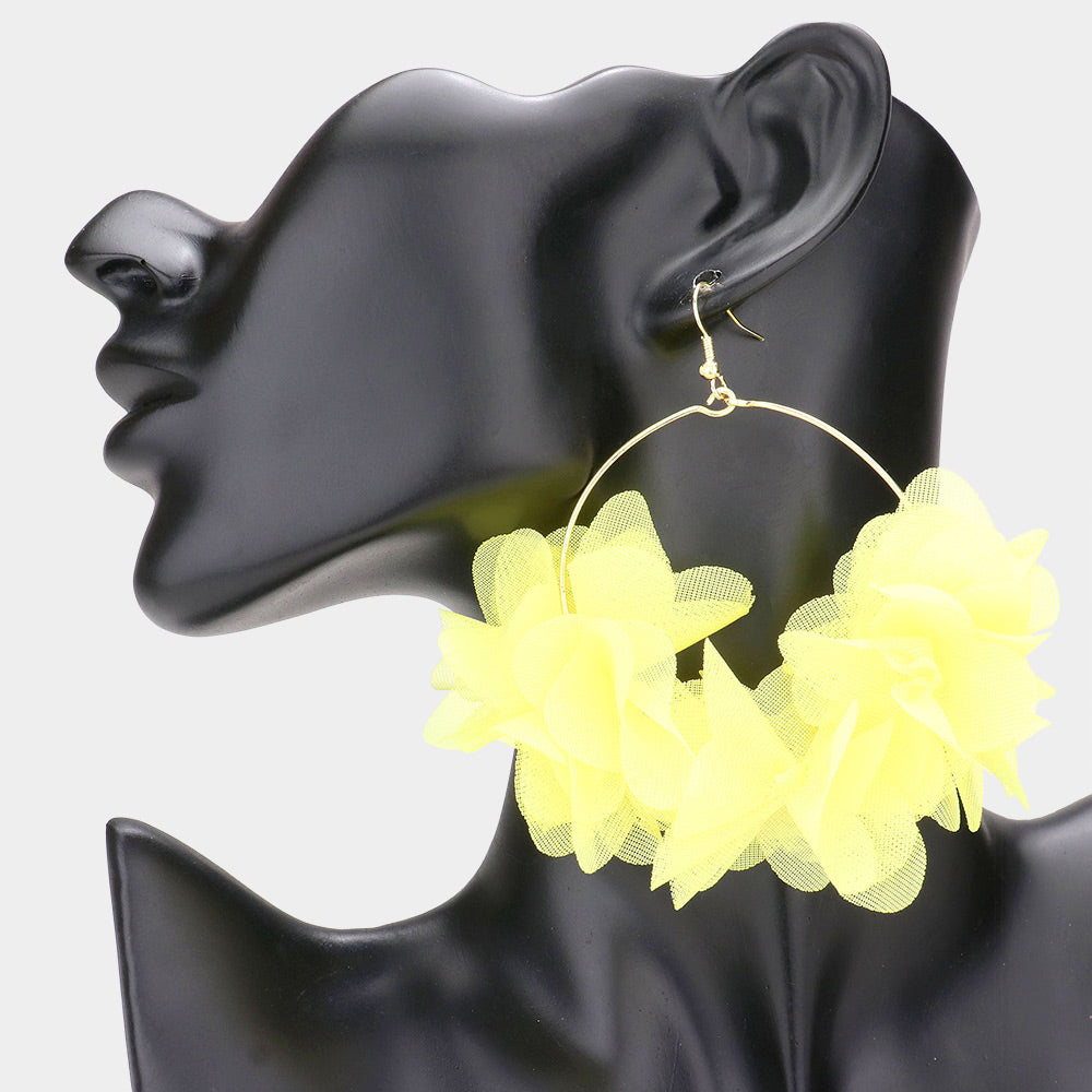 Yellow Crystal and Tassel Flower Fun Fashion Chandelier Earrings | 586511