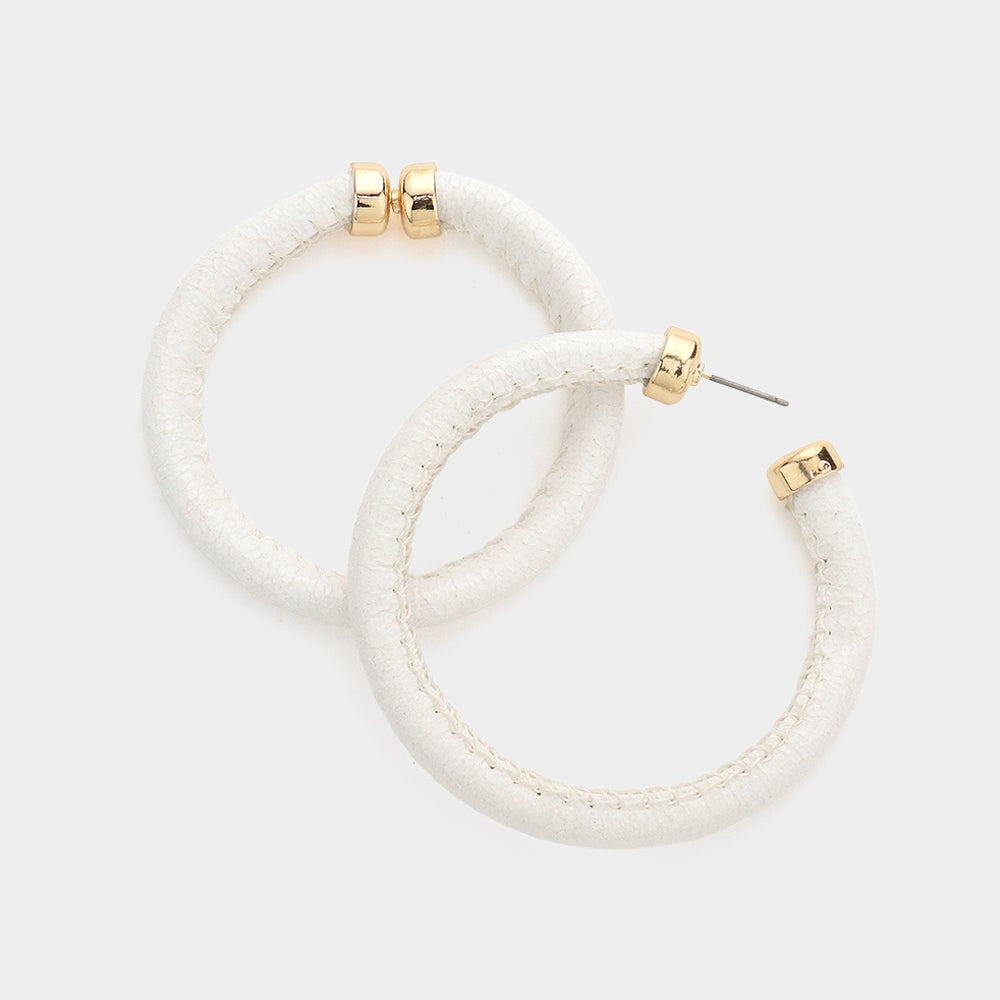 White Shiny Tube Fun Fashion Hoop Earrings | 2.25" | Runway Earrings