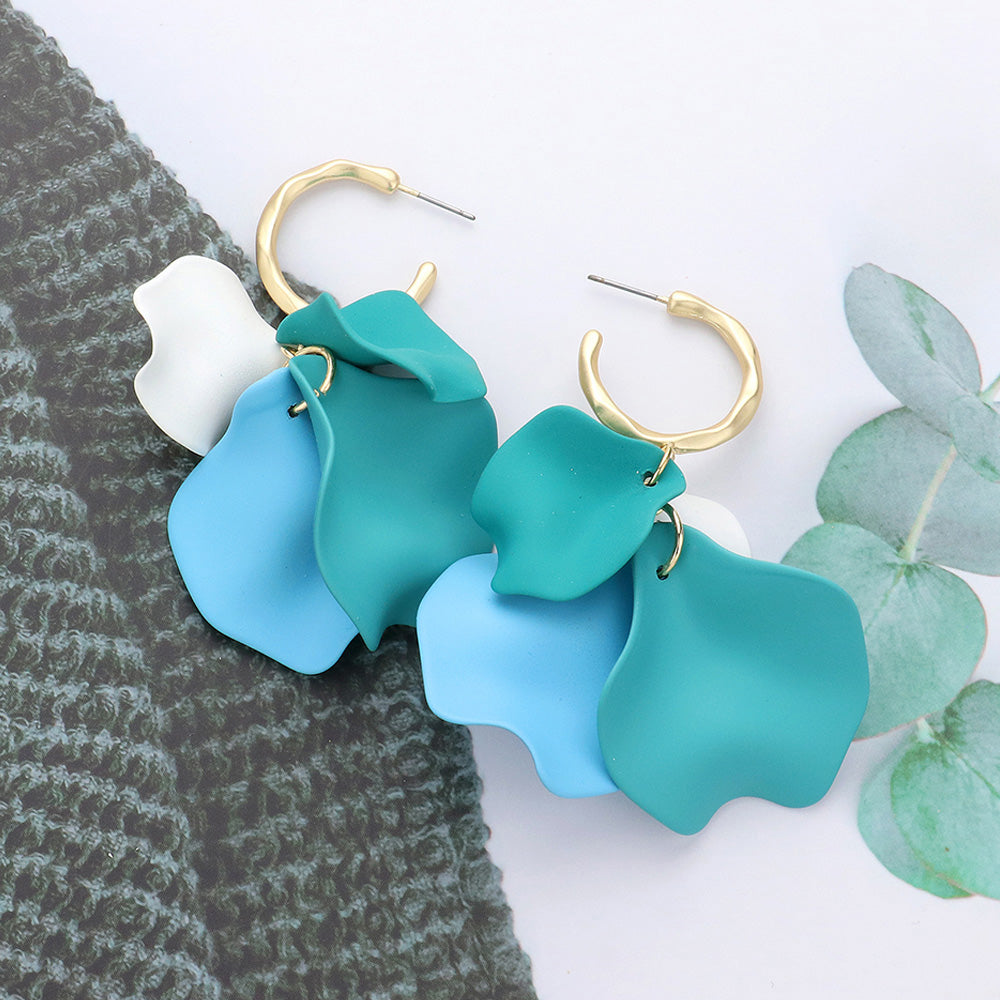 Multi-Color Petal Dangle Fun Fashion Earrings | Multi-Color Headshot Earrings