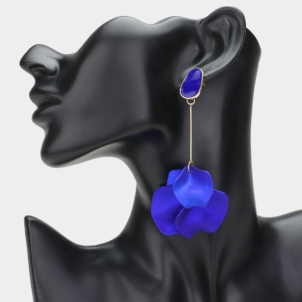 Blue Petal Drop Down Fun Fashion Earrings | Outfit of Choice Earrings