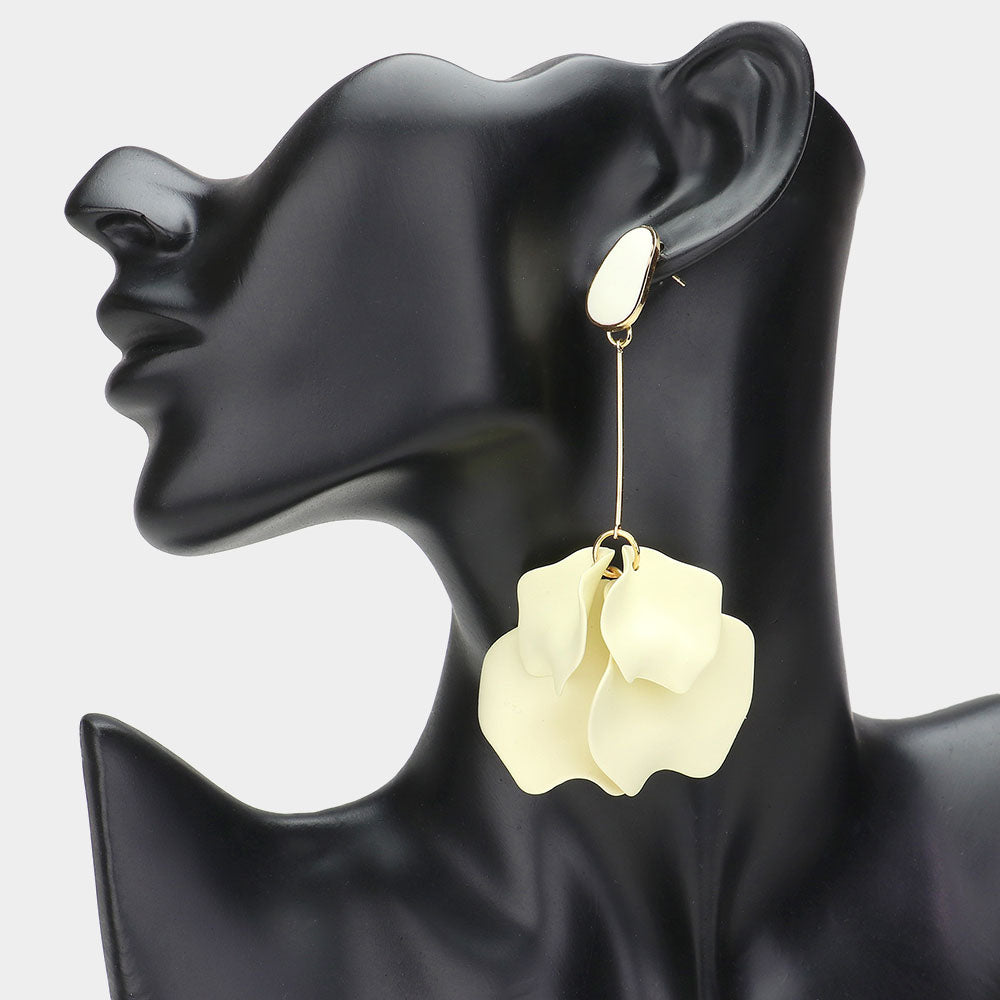 Ivory Petal Drop Down Fun Fashion Earrings | Outfit of Choice Earrings