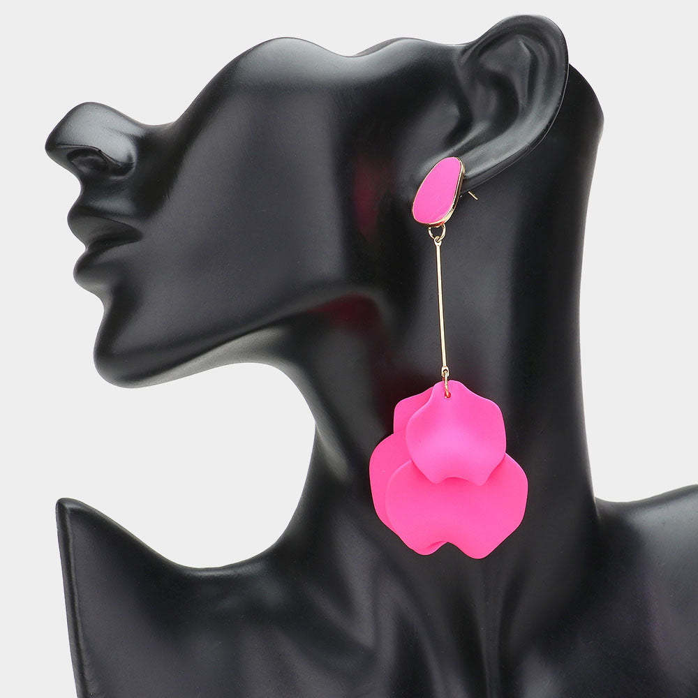 Pink Petal Drop Down Fun Fashion Earrings | Outfit of Choice Earrings