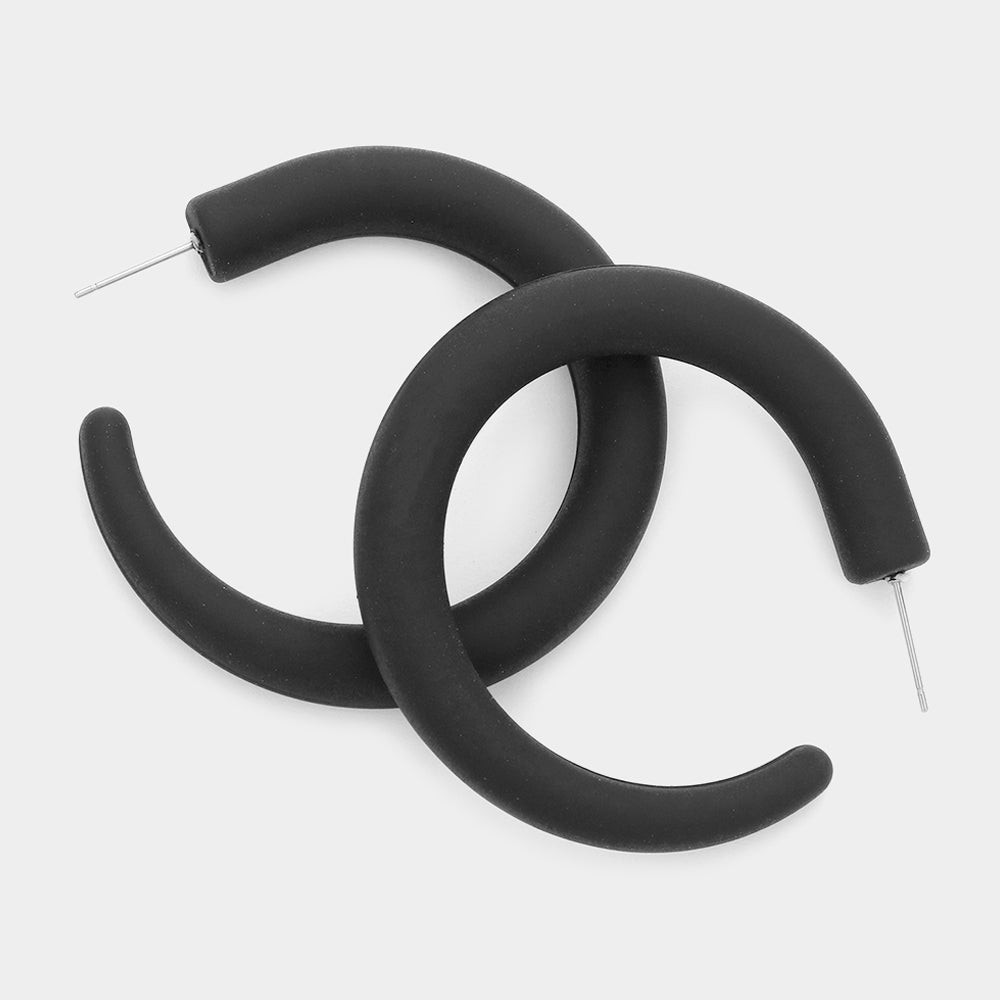 Black Half Hoop Fun Fashion Earrings | Outfit of Choice Earrings |  595829