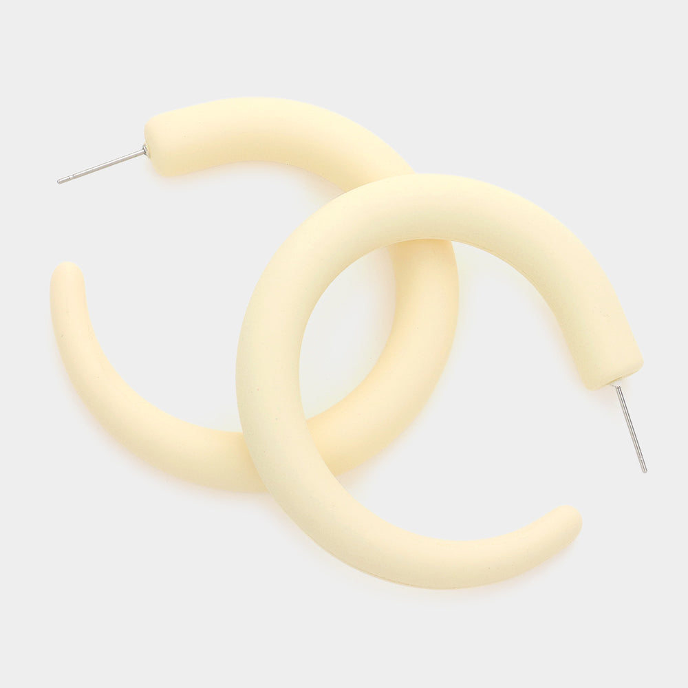 Ivory Half Hoop Fun Fashion Earrings | Outfit of Choice Earrings