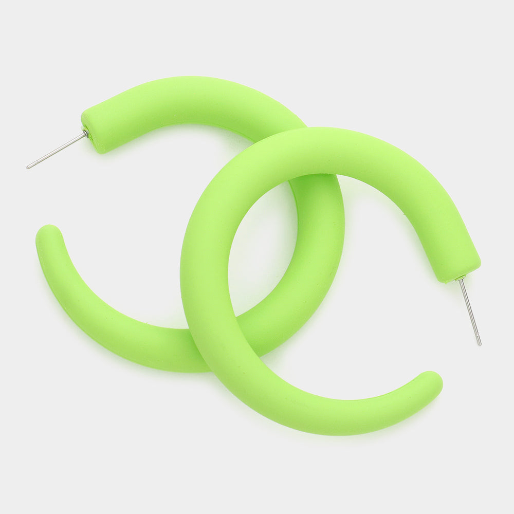 Light Green Half Hoop Fun Fashion Earrings | Outfit of Choice Earrings