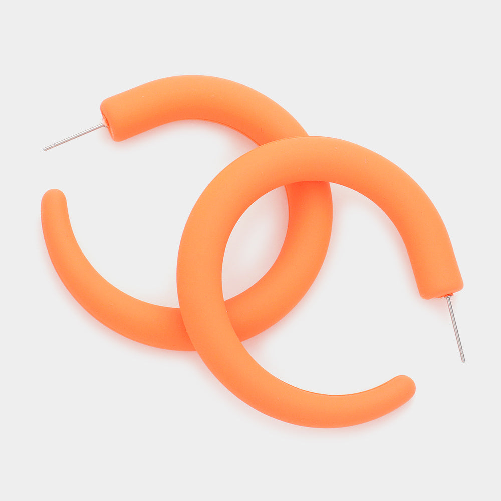 Orange Half Hoop Fun Fashion Earrings | Outfit of Choice Earrings