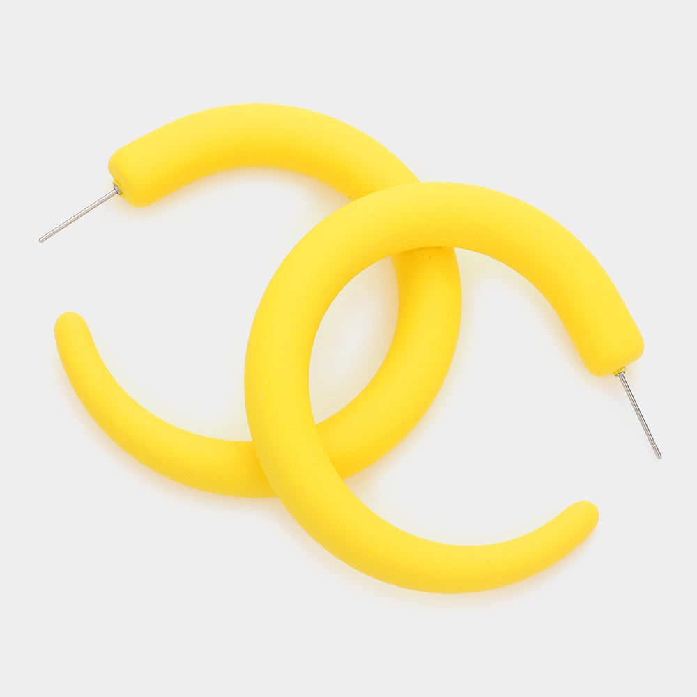 Yellow Half Hoop Fun Fashion Earrings | Outfit of Choice Earrings