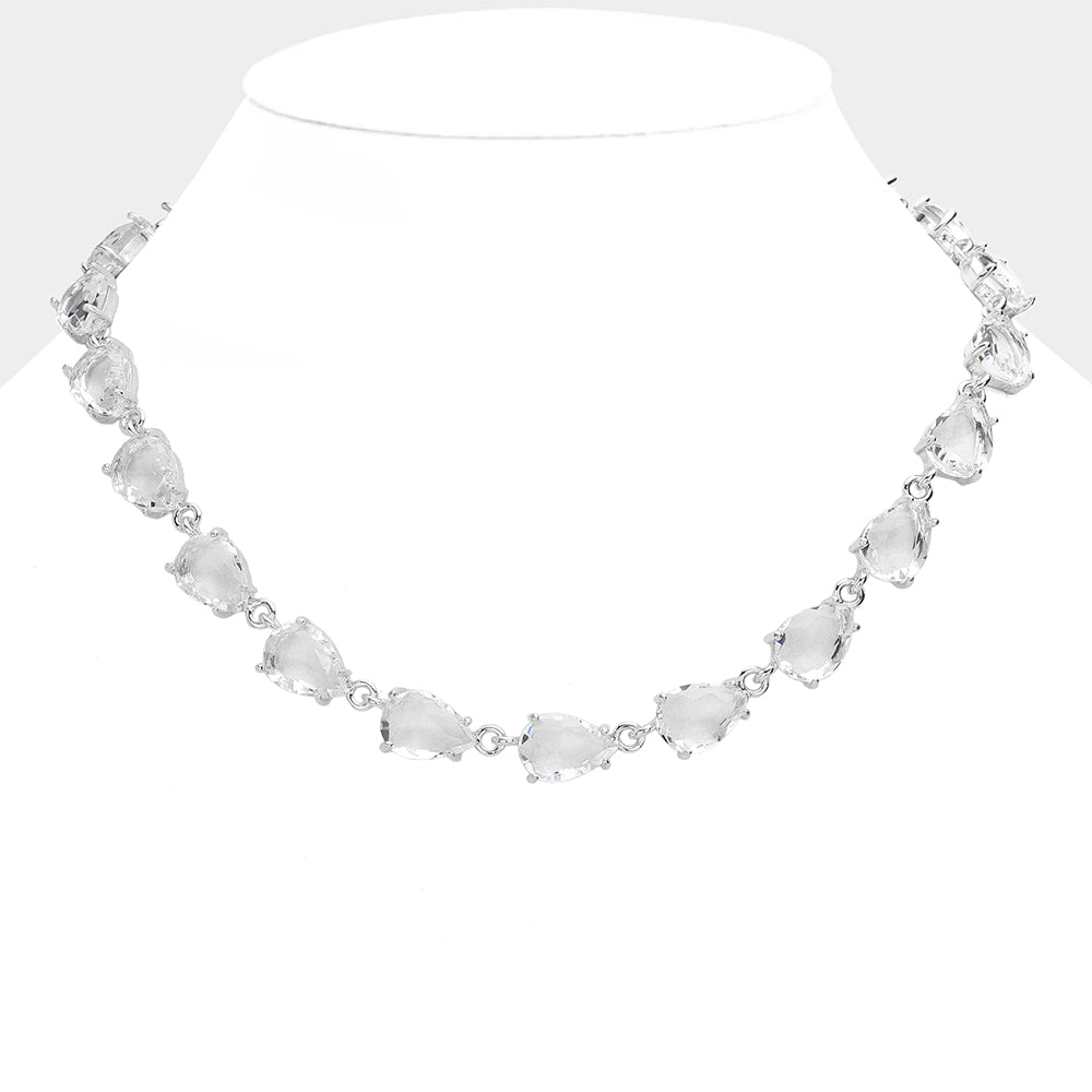 Clear Teardrop Cluster Link Pageant Necklace  | Homecoming Necklace | Homecoming Jewelry