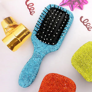 Aqua Rhinestone Studded Bling Wet Hair Brush